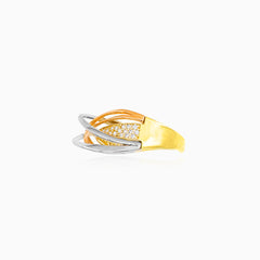 Radiant tri-gold cubic zirconia ring