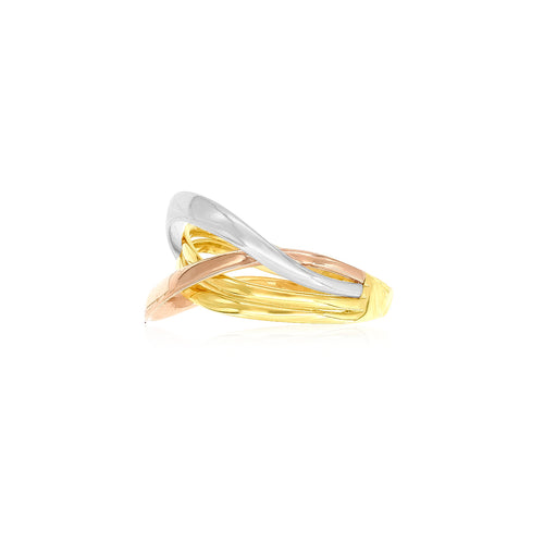 Zlatý tříbarevný překřížený prsten