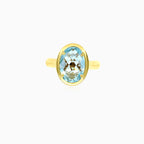 Faceted blue topaz gemstone gold ring