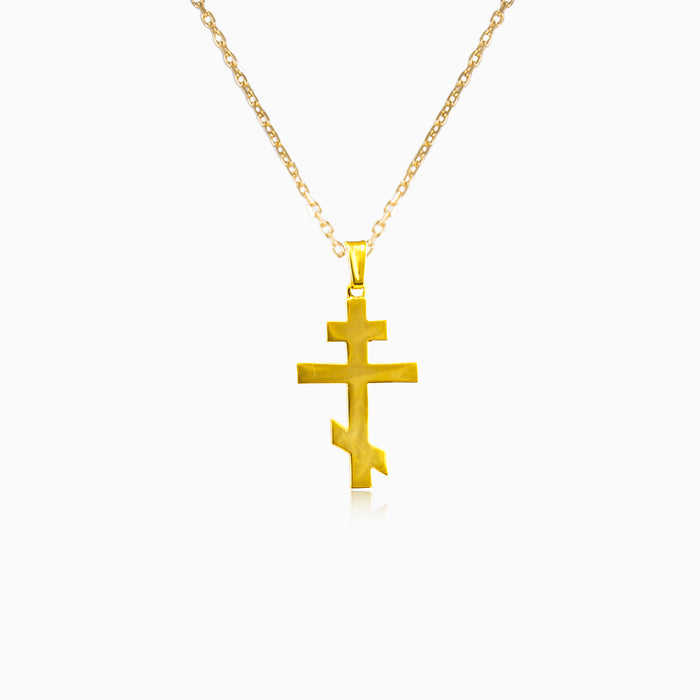 Pendentif croix orthodoxe en or