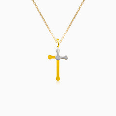 Přívěsek kříže z dvoubarevného zlata