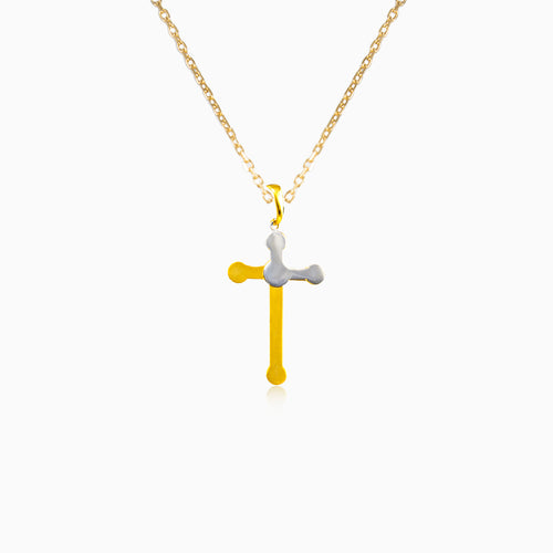 Two-colour gold cross pendant