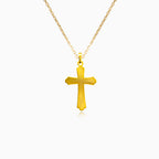 Lesklý přívěsek kříže ze žlutého zlata