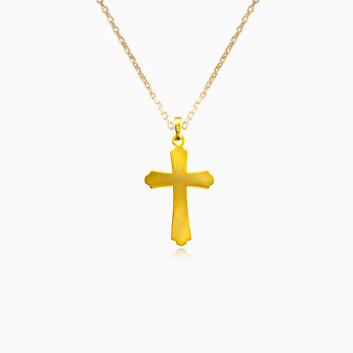 Lesklý přívěsek kříže ze žlutého zlata