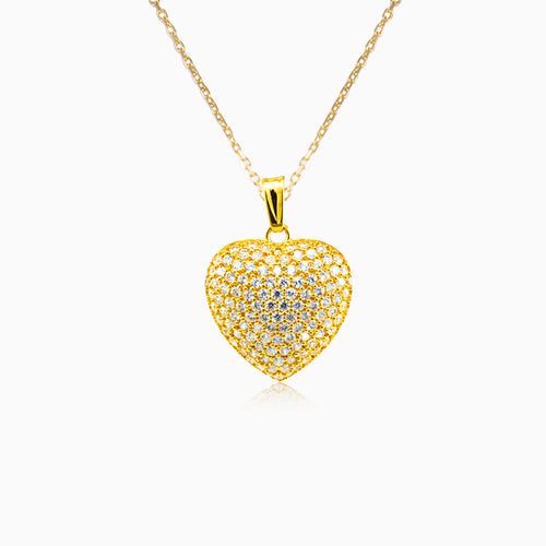 Heart cubic zirconia gold pendant