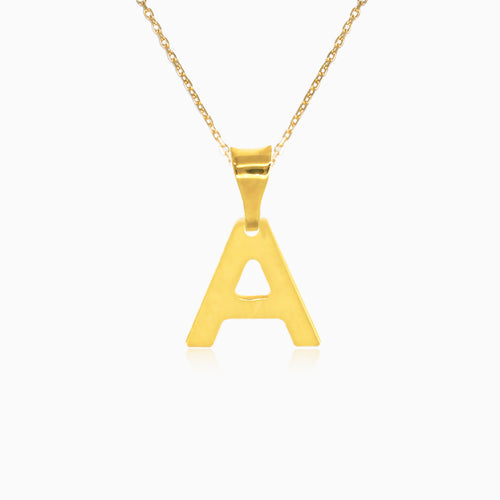 Gold pendant of letter "A"