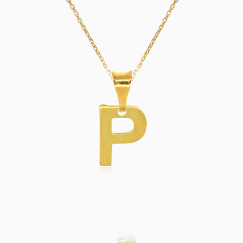 Gold pendant of letter "P"
