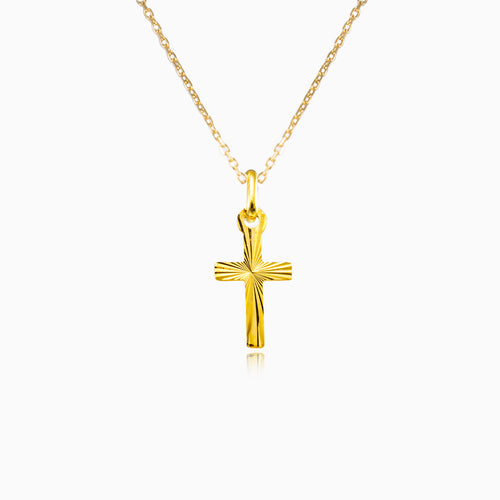 Malý zlatý kříž s diamantovým rýhováním