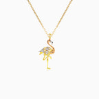 Gold flamingo pendant with zircons