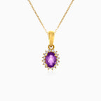 Elegant oval-cut amethyst gold pendant