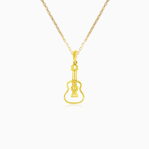 Yellow gold guitar pendant