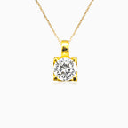 Elegant yellow gold single stone pendant with four studs