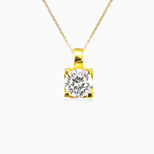 Elegant yellow gold single stone pendant with four studs