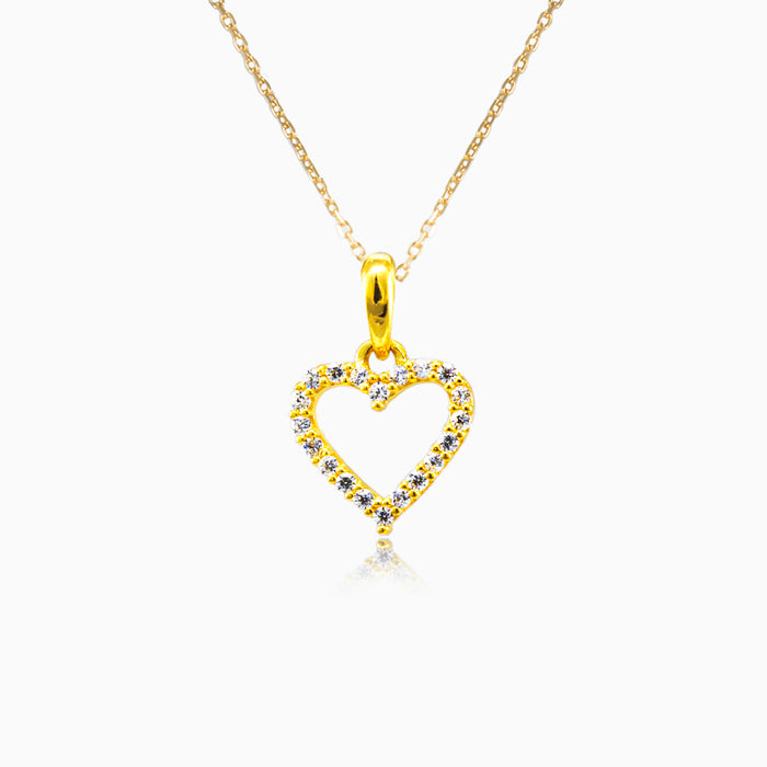 Dazzling heart pendant with cubic zirconia on both sides
