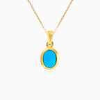 Classic turquoise cabochon pendant yellow gold