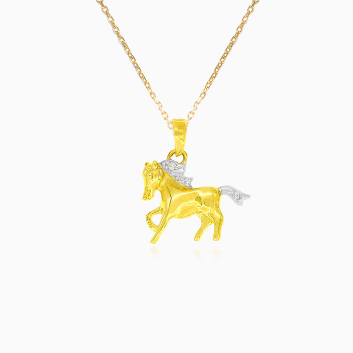 Zweifarbiger Goldanhänger mit Pferd