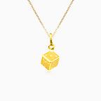 Shiny yellow gold cube pendant