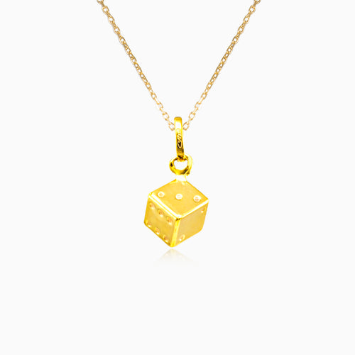 Shiny yellow gold cube pendant