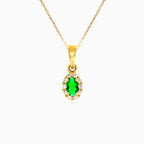 Emerald-green oval halo of cubic zirconia pendant
