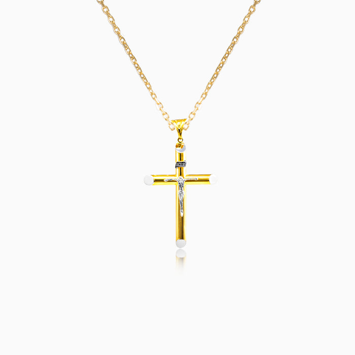 Doppelfarbiges Kreuz-Pendant mit Jesus Christus