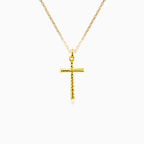 Shiny polished yellow gold cross pendant