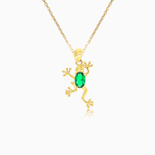 Delicate gold frog pendant