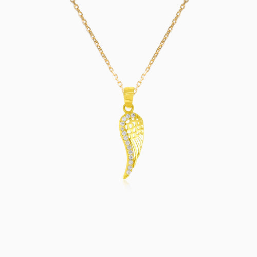 Gold pendant wings with cubic zirconia