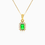 Rectangular green emerald gold pendant