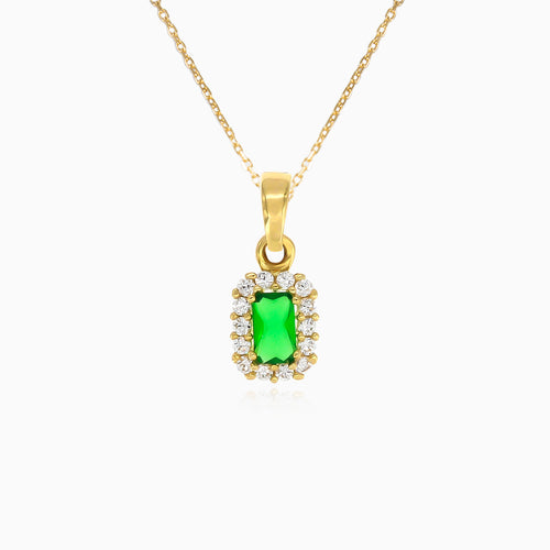 Rectangular green emerald gold pendant