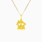 Lovely bird house gold pendant