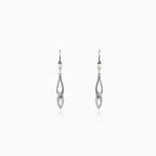 White gold braided earrings with zirconia