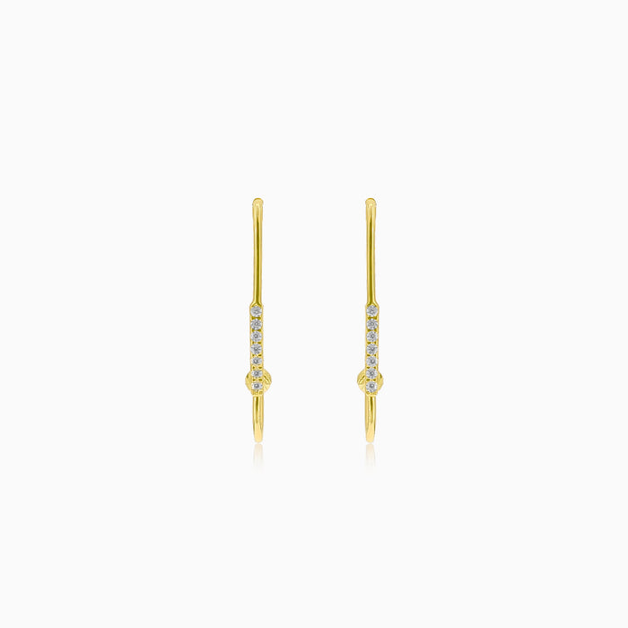 Unique gold earrings with ball and zircons