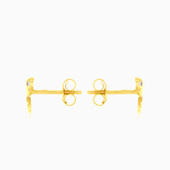 Snake cubic zirconia stud gold earrings