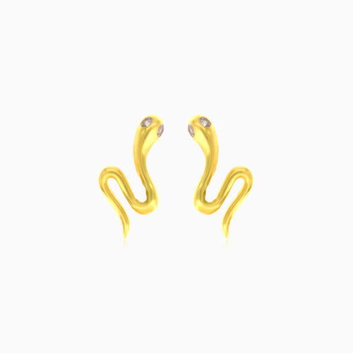 Snake cubic zirconia stud gold earrings