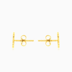 Cat stud earrings in yellow gold and cubic zirconia