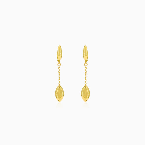 Gold chain earrings with a leaf