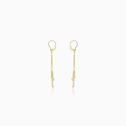 Fine dangling gold earrings with beads