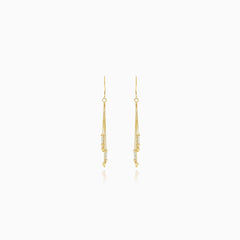 Fine dangling gold earrings with beads