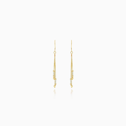 Fine dangling gold earrings with beads