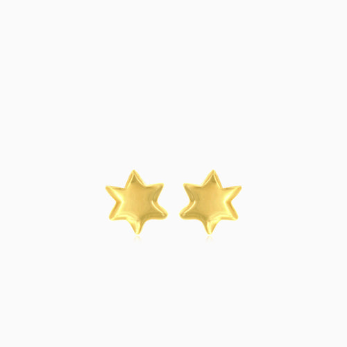 Lustrous star gold stud earrings