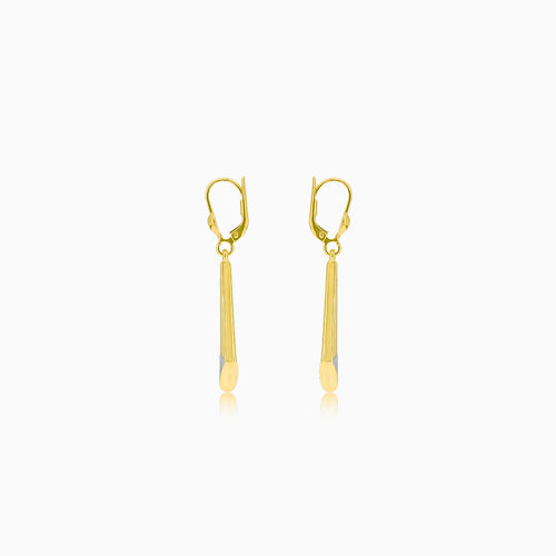 Gold dangling triangular earrings