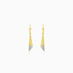 Gold dangling triangular earrings