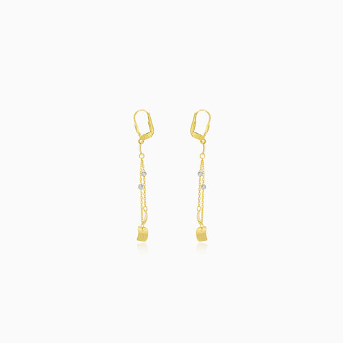 Gold chain earrings with squares