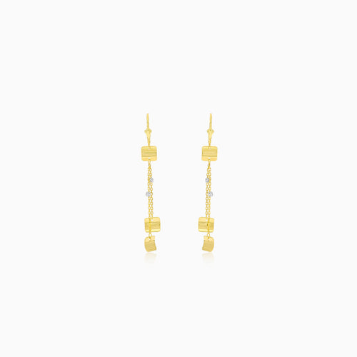 Gold chain earrings with squares