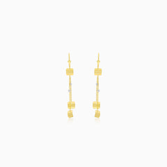 Gold chain earrings with squares