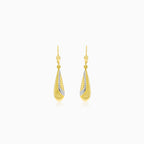 Drop dangling gold earrings with sandblasted details