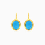 Cabochon oval turquoise gold earrings