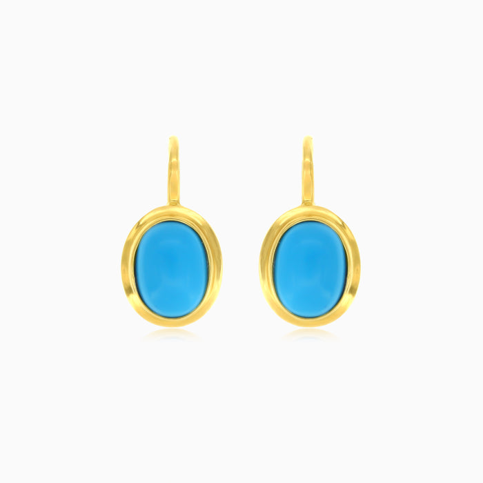 Pendientes de oro con ópalo turquesa ovalado cabujón