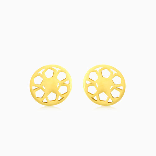 Flower cut gold stud earrings
