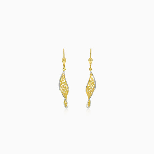 Gold detailed spiral wire earrings